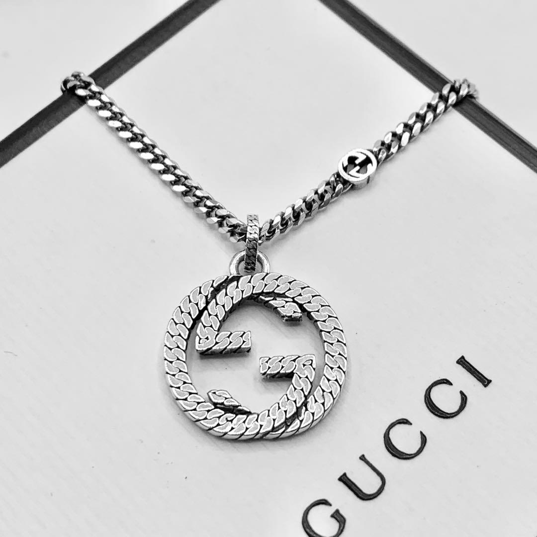 【現行/美品/希少】GUCCI ネックレス　喜平　燻　インターロッキング