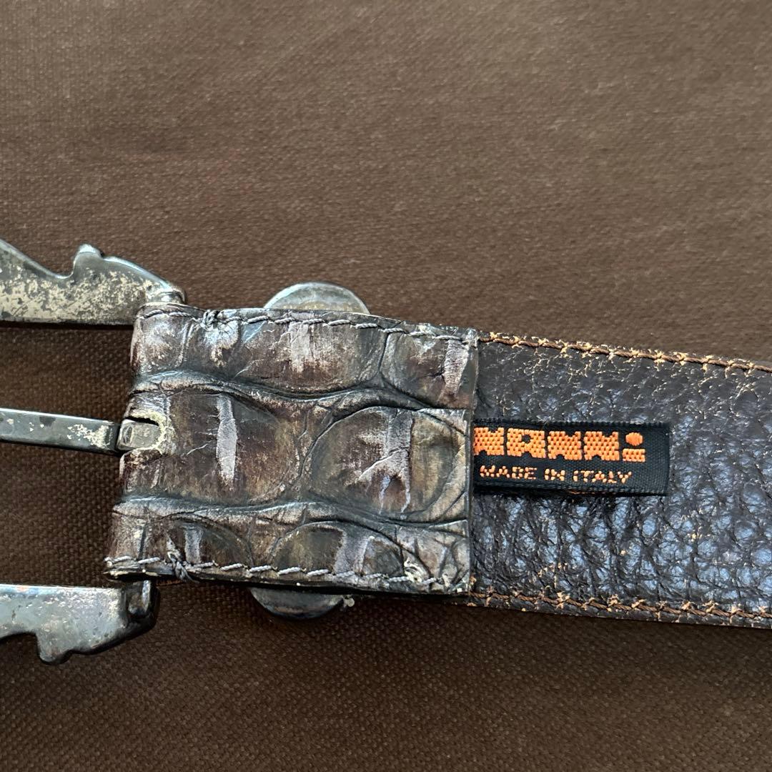 used】NANNI ナンニ クロコ型押し シルバー レザーベルト イタリア製