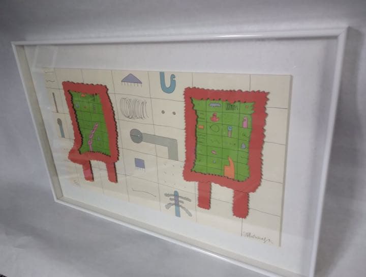 元永定正　半立体作品　『ふたつのあかいぎざぎざ』具体美術　1987 具体の解体と再編成。「すべて未知の世界へ―GUTAI 分化と統合」（大阪