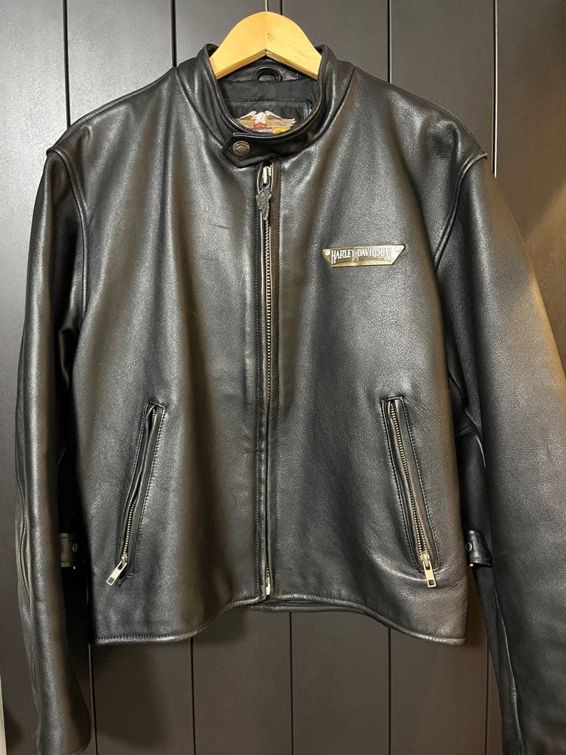 美品 Harley Davidson レザーライダースジャケット L カウレザー 70's Harley-Davidson Riders Leather Jacket AMF CYCLE CHAMP 70年代
