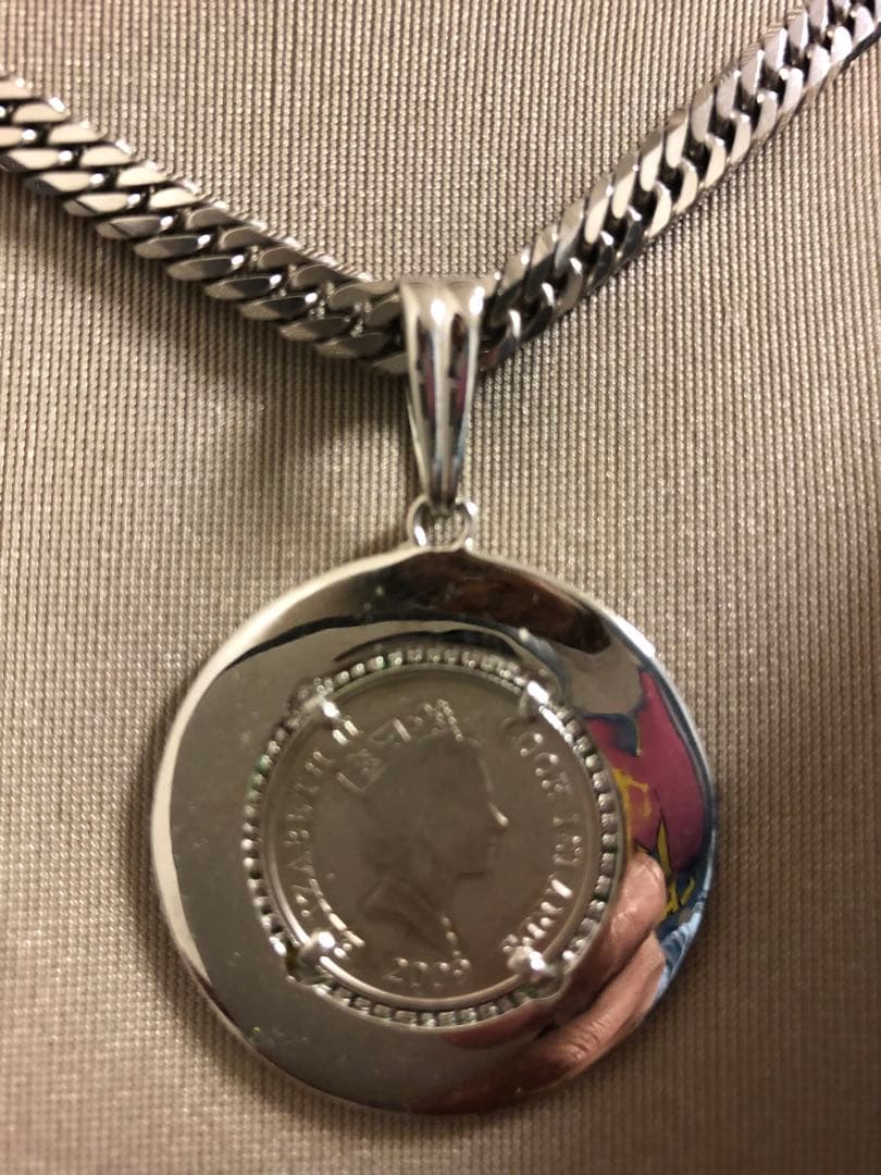 純銀　イルカ　1/10オンス　エリザベス2世　メンズネックレス　シルバー