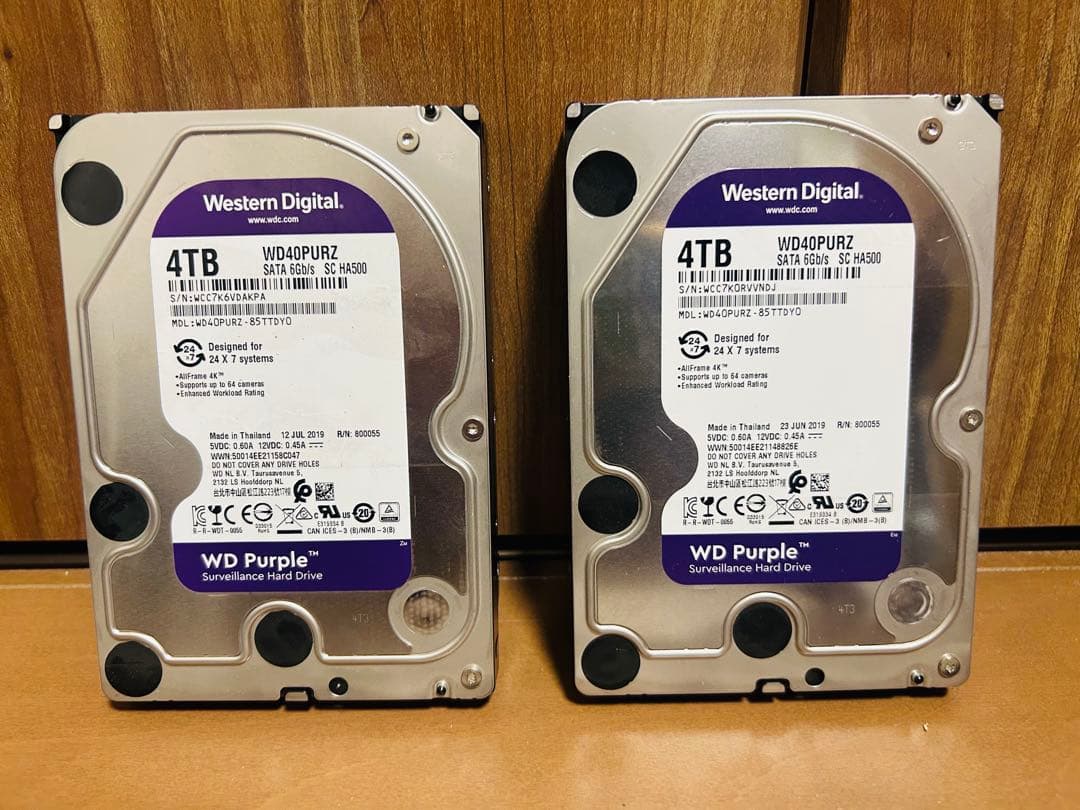 WD Purple 4TB HDD「WD40PURZ」2台セット