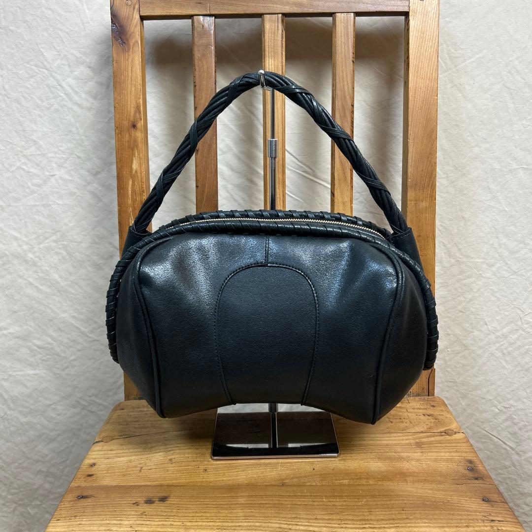 mame Synthetic Leather Boston Bag ブラック