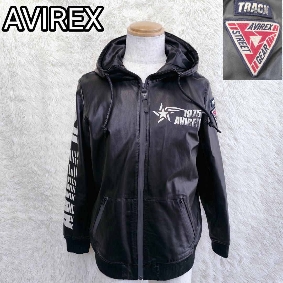 極美品✨　AVIREX　アヴィレックス　レザージャケット　パーカー　ラム羊　本革