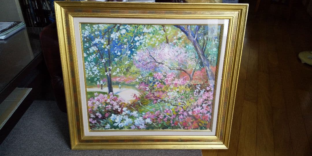絵画 油絵 ワベ・シゲヨシ 春の花　真作保証　油彩画　桜　スプリング 楽天市場】絵画 油絵 額入り油彩 手描き さくら3 カラフル 花の絵 内藤