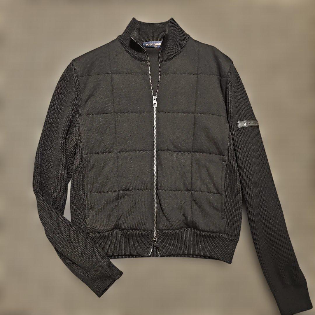 ルイヴィトン　ブラックキルティングジップアップジャケット M