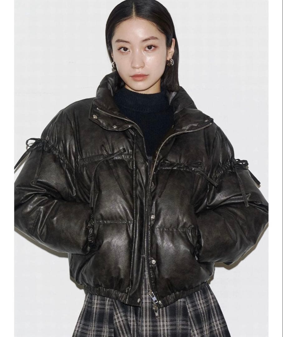 EMODA リボンパッファーダウンブルゾン EMODA】リボンパッファーダウンブルゾンレディースファッションの