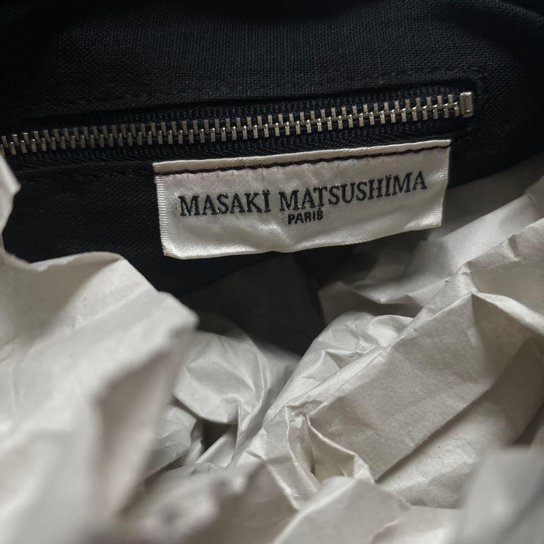 希少廃盤 マサキマツシマ ハンドバッグ カーフレザー 黒 変形 ロゴ金具