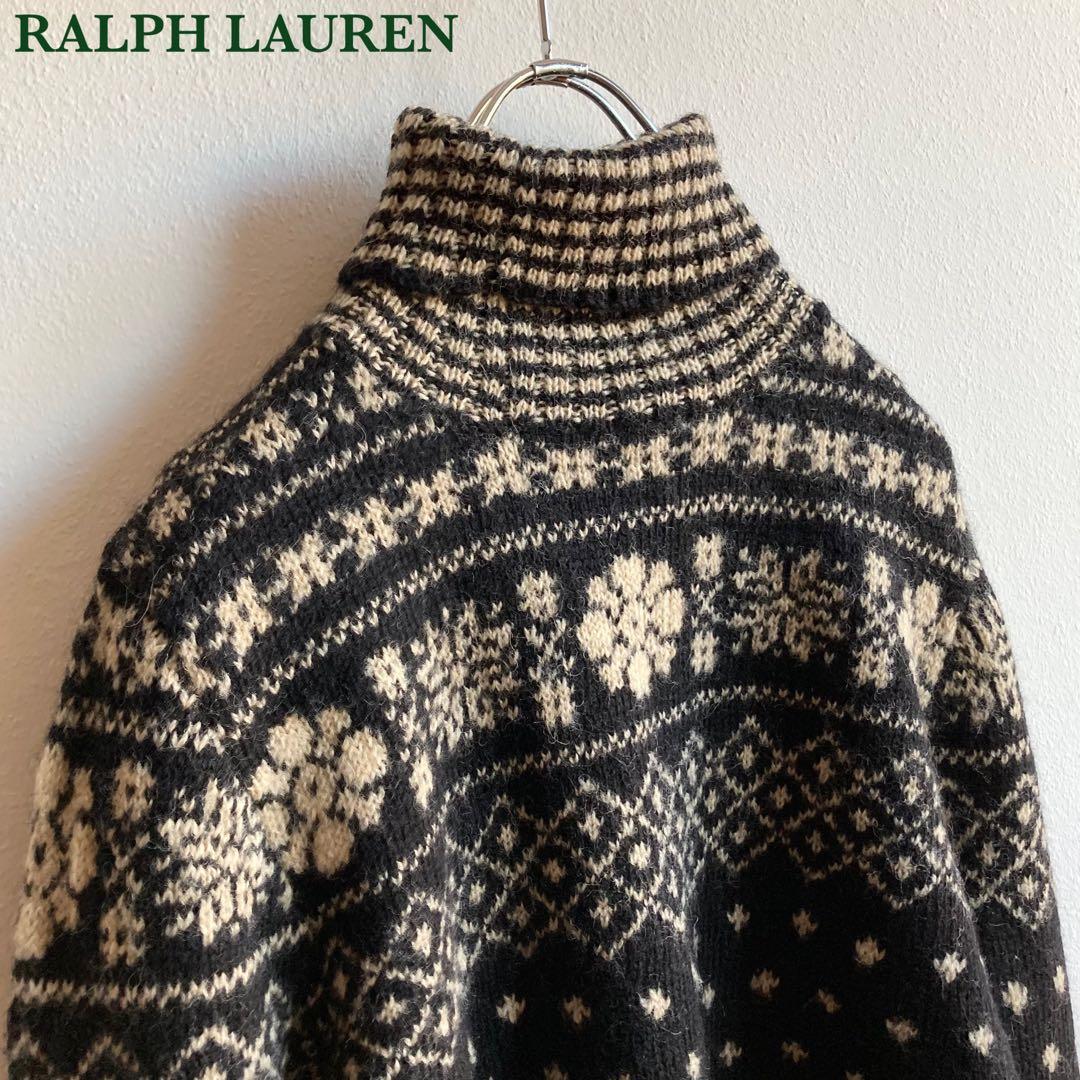 ラルフローレン ノルディック フェアアイル タートルネック ニット M 黒 ラルフローレン ノルディック フェアアイル タートルネック ニット M 黒