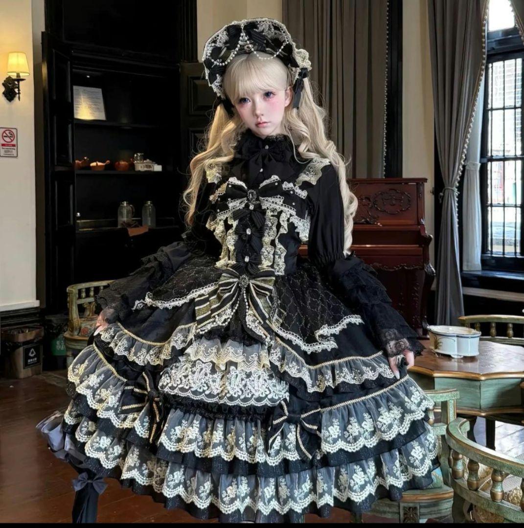 【茜】Sサイズ、ブラウス黒とボンネット