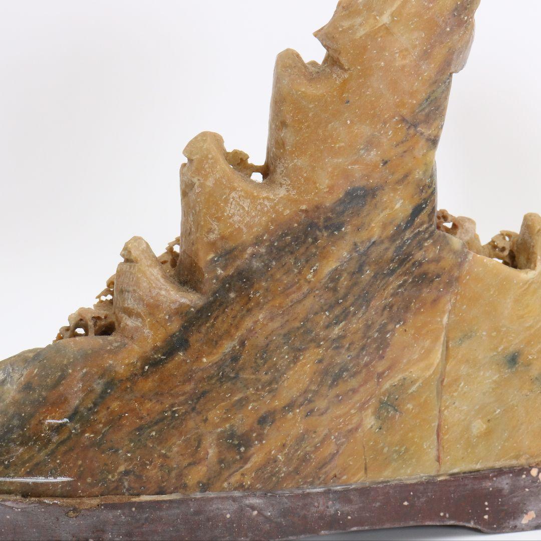 玉石蝋石青田石 楼閣山水雕 中国 床飾 置物 V201 - メルカリ