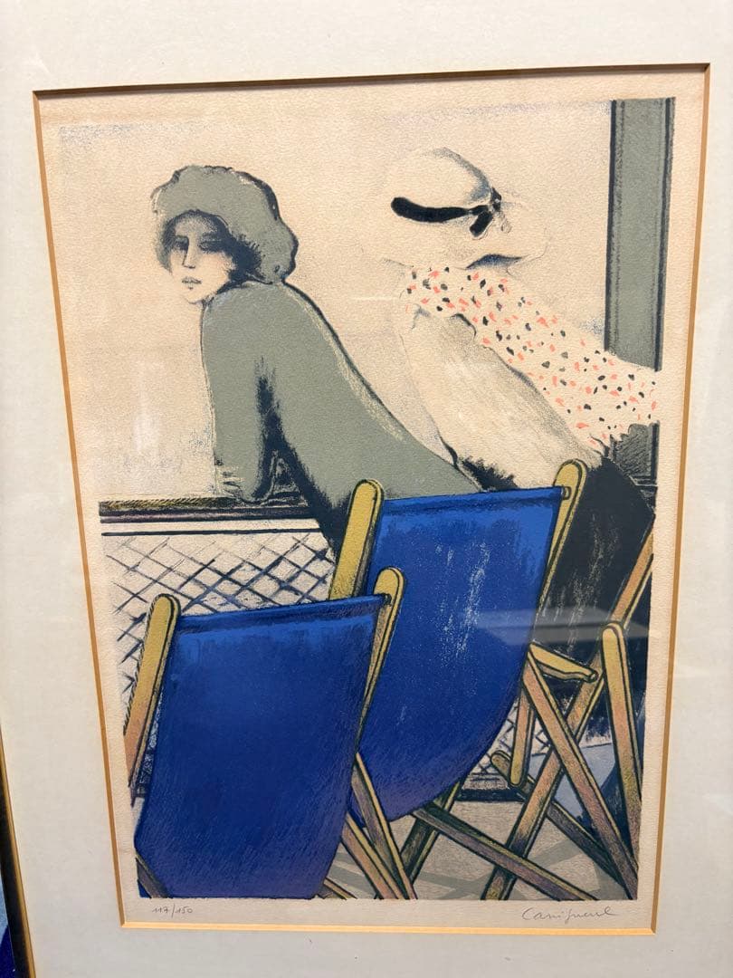 Cami Juncal 版画 117/150 女性と椅子の風景