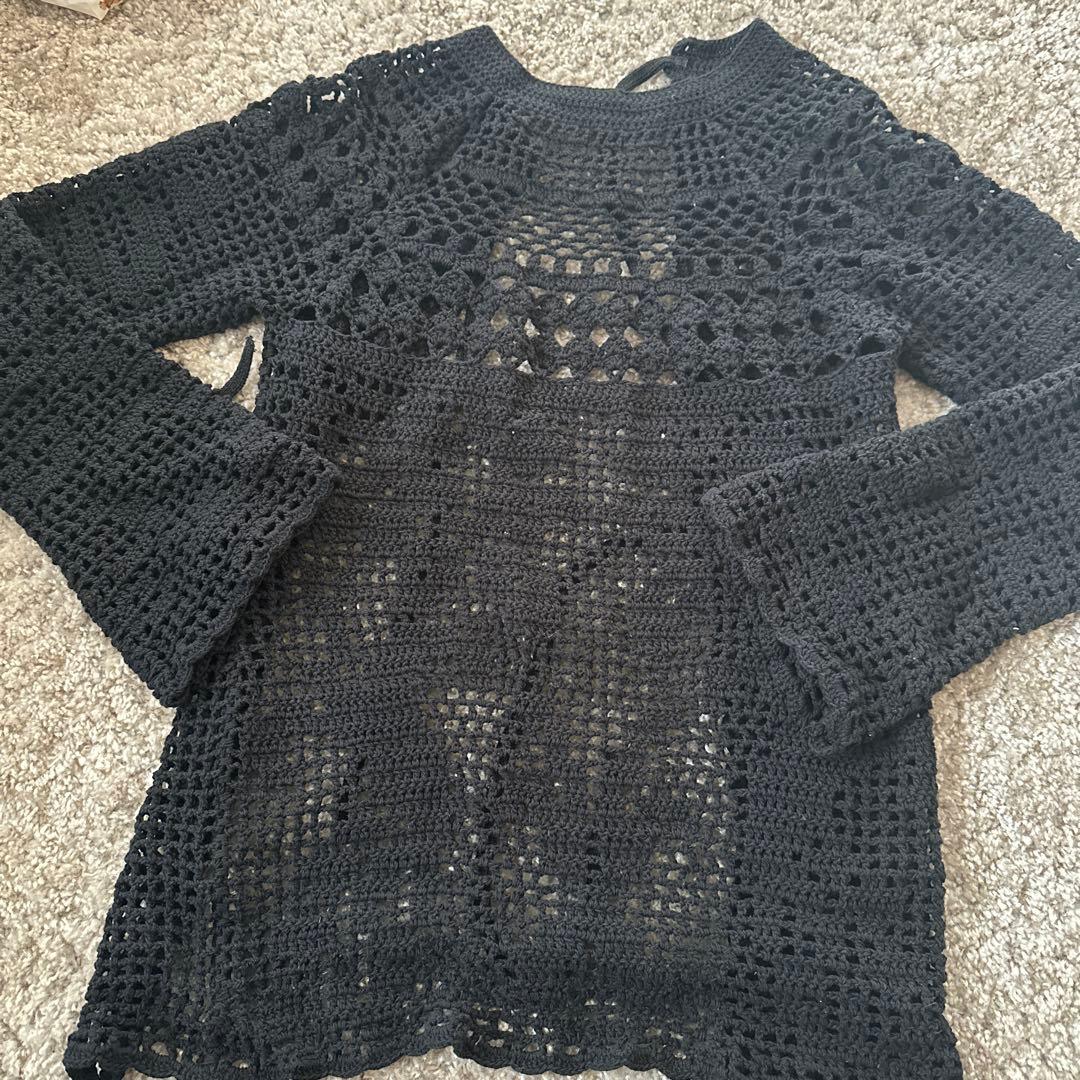CLANE BACK OPEN CROCHET KNIT TOPS - メルカリ
