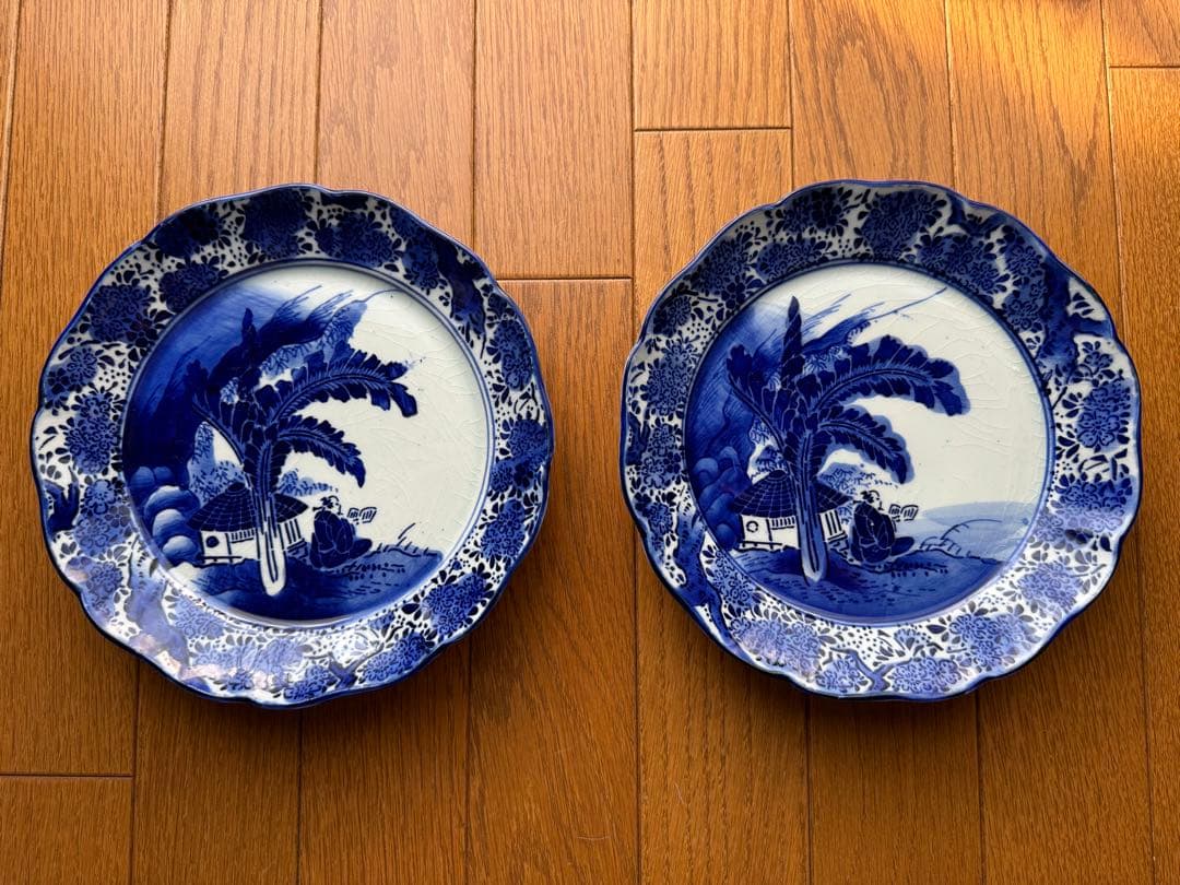 幕末〜明治初頭　7寸皿　古伊万里　2枚セット 古伊万里 染錦四君子鶴亀文 七寸皿 明治時代 | iichi 日々の暮らしを