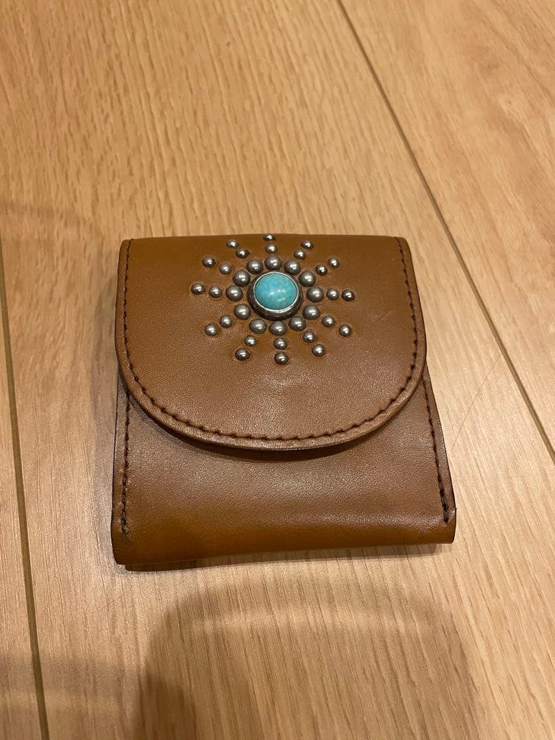 HTC レザーケース　ターコイズスタッズ　htc 財布 小銭入れ