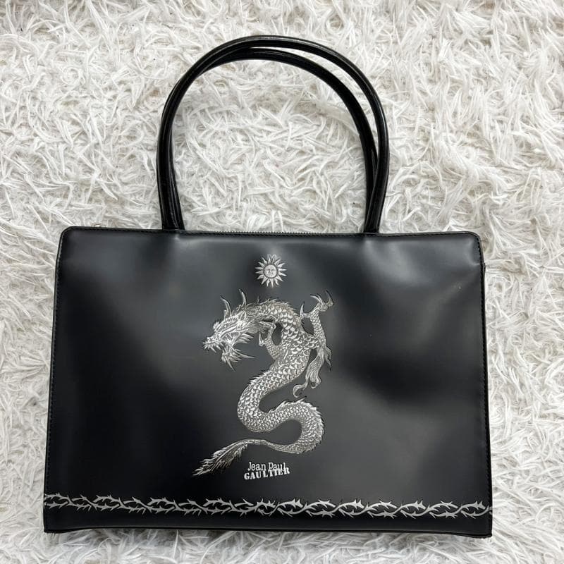 Jean Paul Gaultier トートバッグ ドラゴン レザー ジャンポールゴルチエJean Paul GAULTIER ドラゴンクラックフォイル