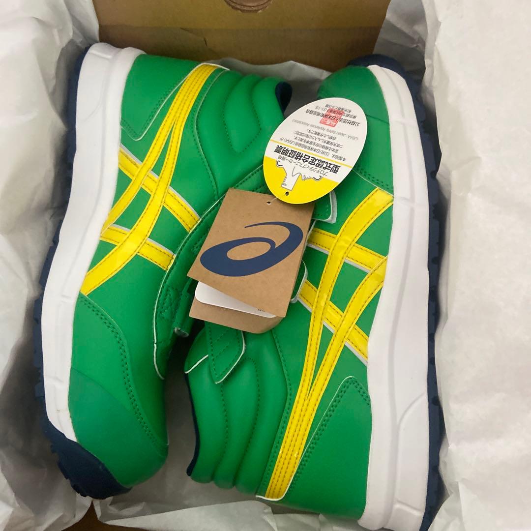 ASICS グリーン/イエロー ハイカット安全靴