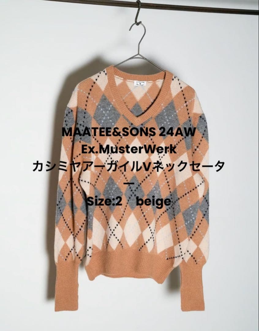 MAATEE&SONS MusterWerk 別注 カシミヤアーガイルVセーター