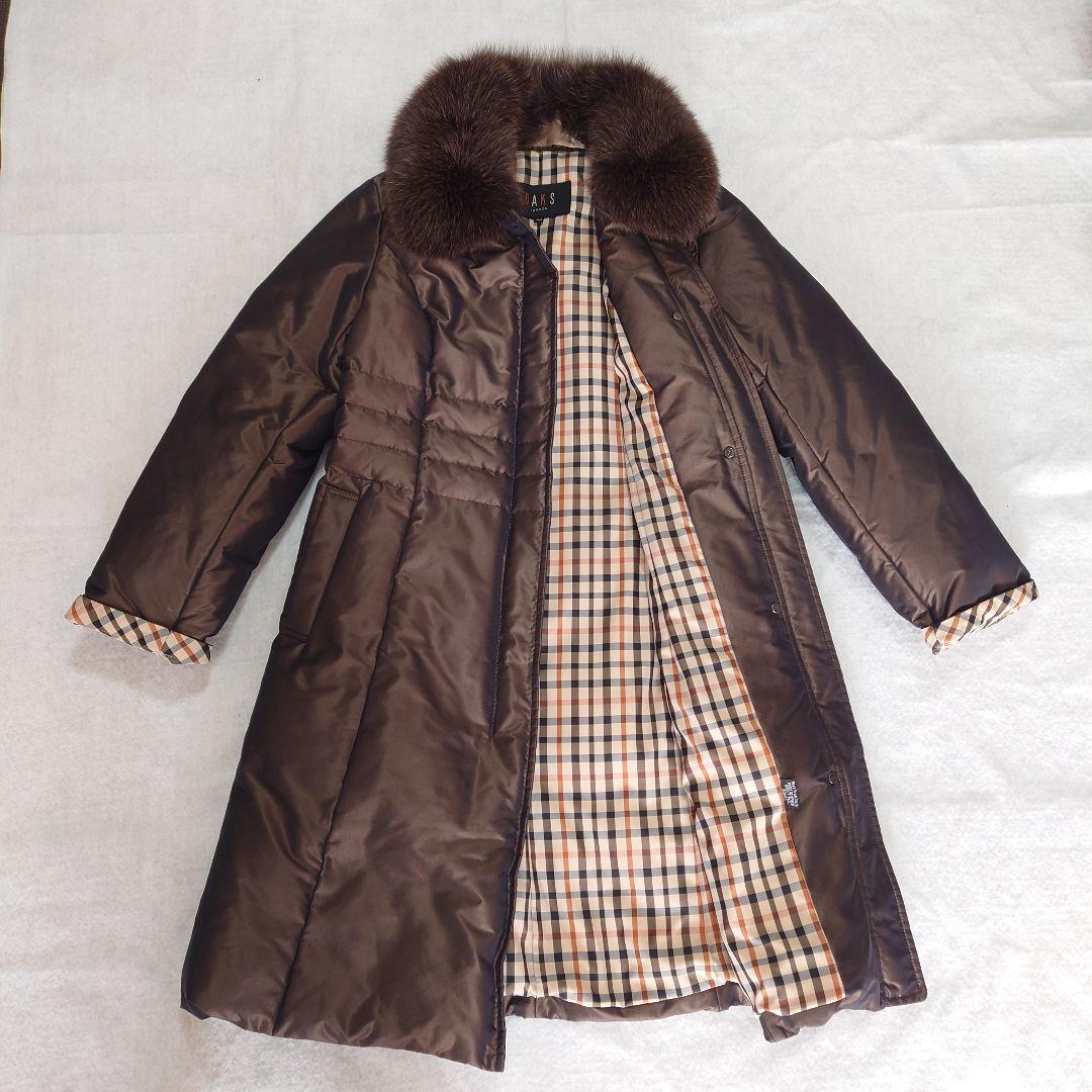 美品!!DAKS ダックス　フォックス ダウンコート ハウスチェック　Aライン