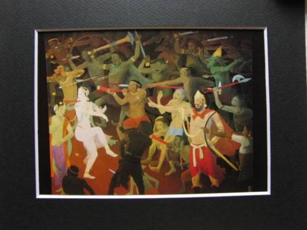 中村岳陵、降魔成道図（2）、希少画集画、新品高級額装付