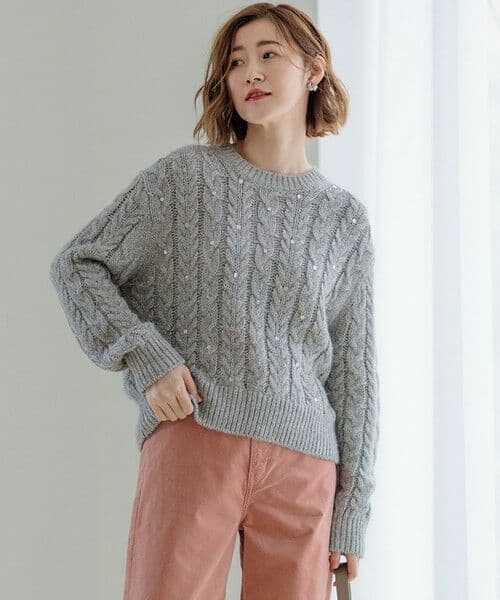 23区【洗える】ルレックスケーブル スパンコール ラメニット