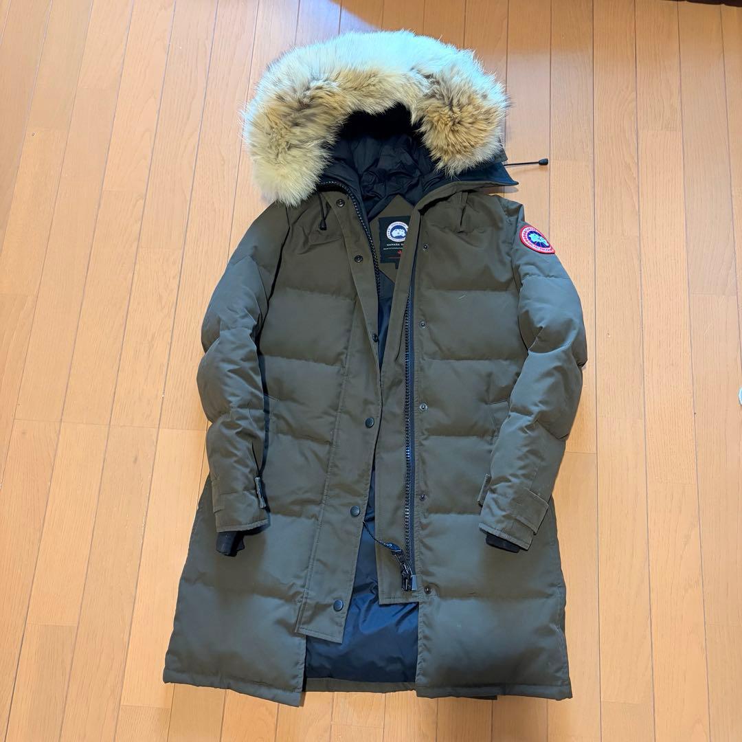 美品　カナダグース ダウンコート S カーキ コヨーテファー カナダ製 正規品