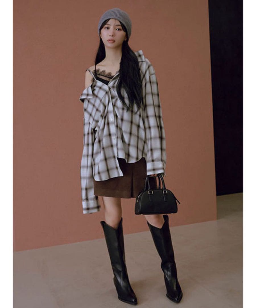 FRAY I.D オンブレラメチェックアシメシャツ