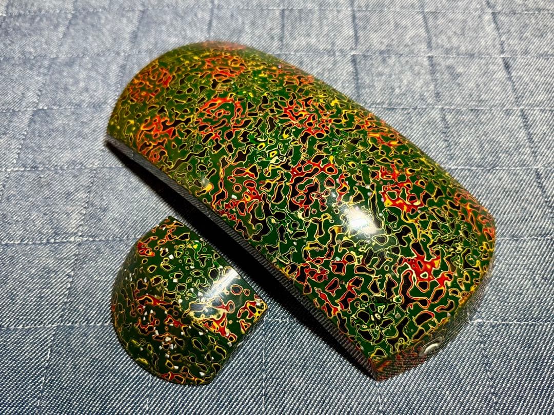 【美品・六分大】津軽三味線 胴掛 津軽塗 緑・赤・黒 貝入 六分大 螺鈿 胴掛け