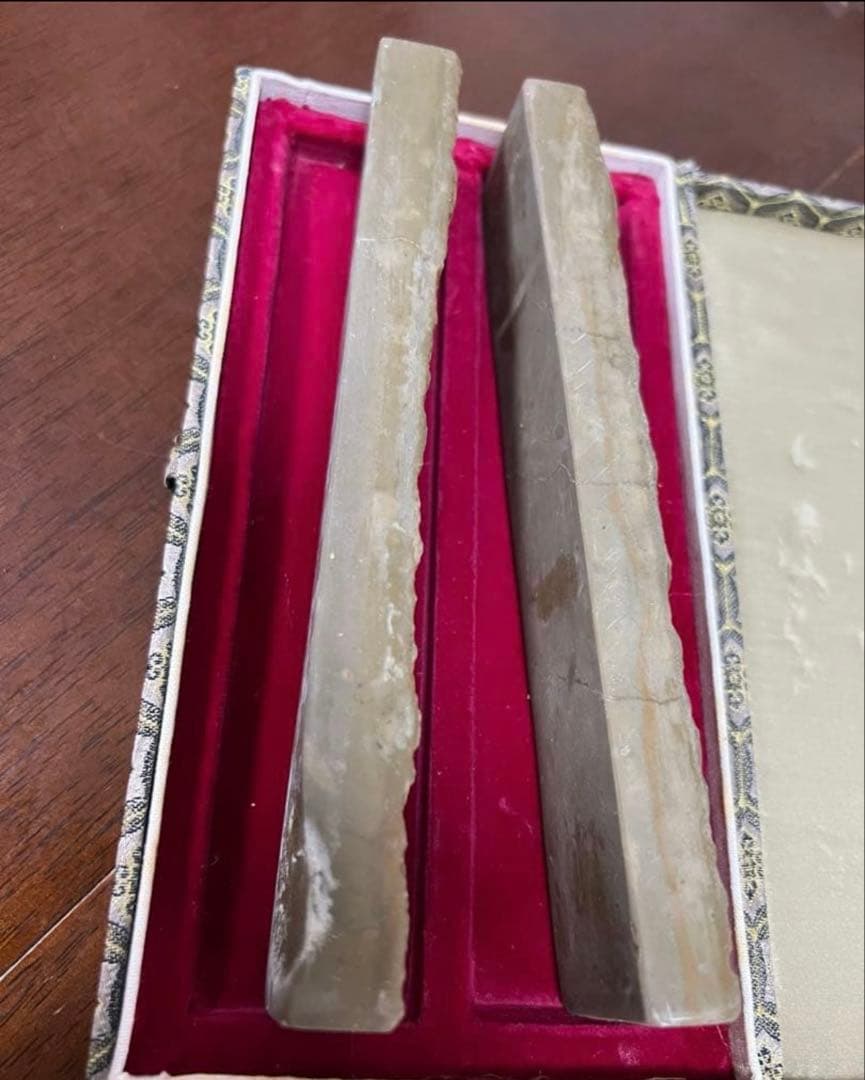 値下げ❣️新品 中国倣古文鎮 三葉虫化石入り 2本 山東省中国工芸品