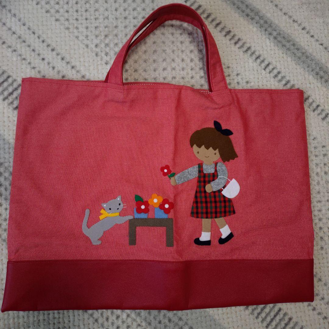 ファミリア　familiar デニムバック　レッスンバック赤