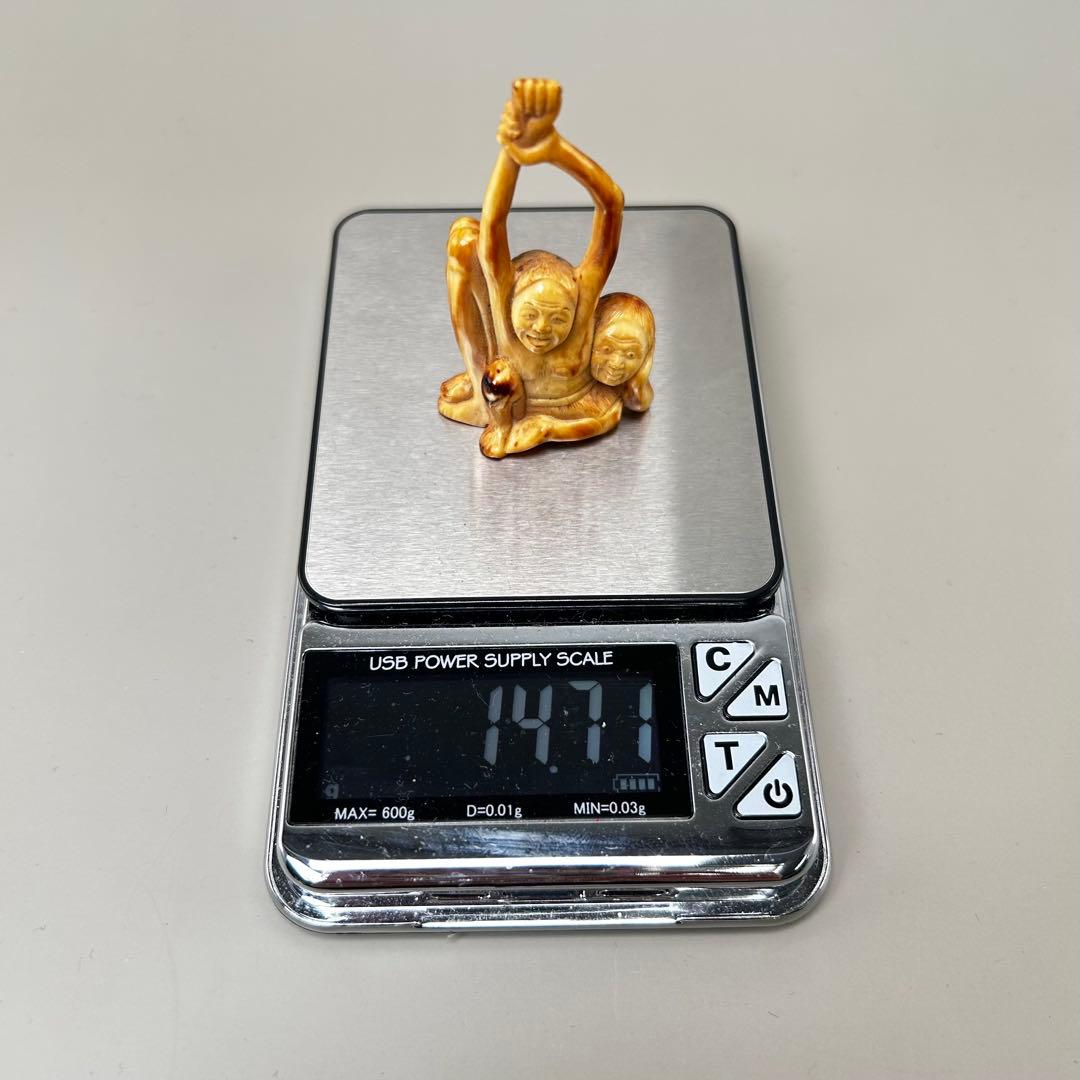 人物像 彫刻 彫刻極上根付天然素材アンティーク骨董飾り物古美術置物