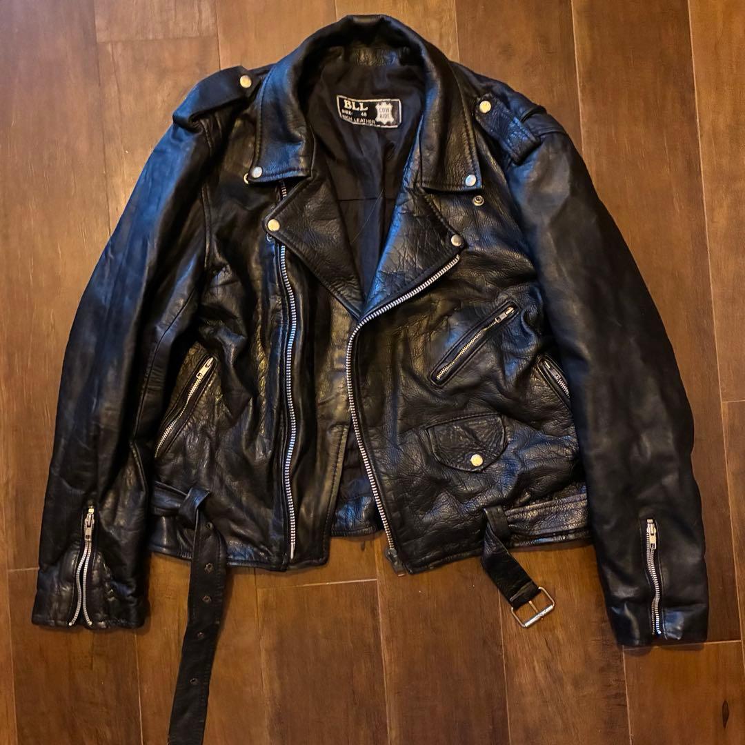 80s vintage レザーダブルライダースジャケット 古着