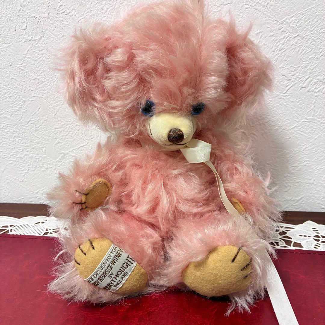 アンティーク　ピンク　テディベア　くま　ぬいぐるみ　鈴　かわいい　ビンテージ