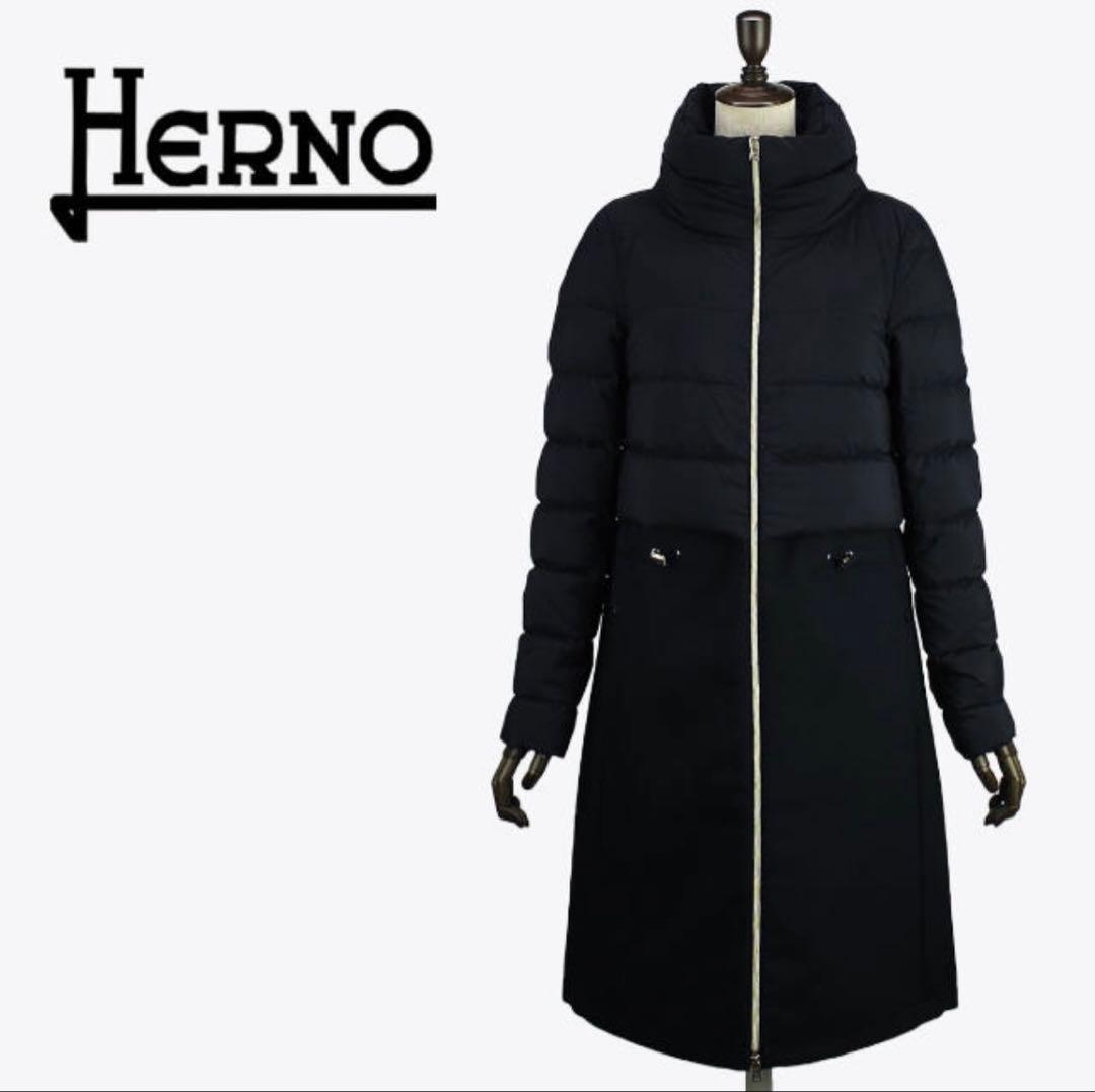 美品】ヘルノHERNO 異素材切替 ダウンコート(38) ブラック - メルカリ