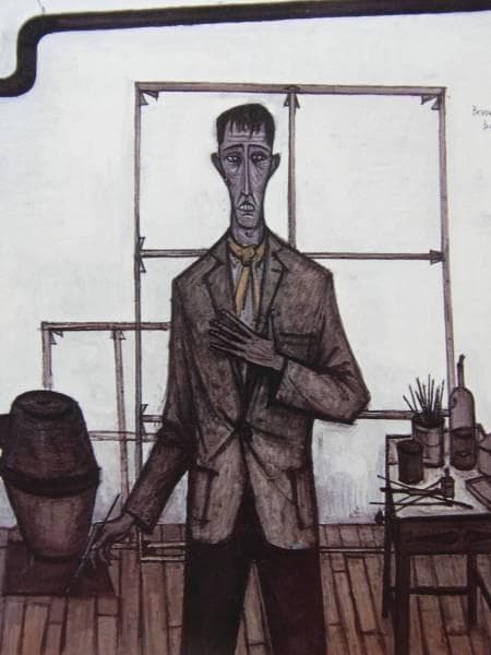 ベルナール ビュッフェ、「自画像」、希少な画集より、新品高級額