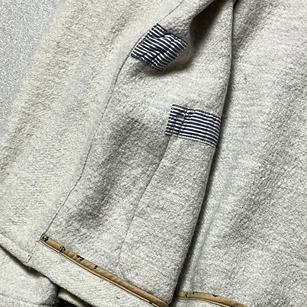 45r ウール100%】ダッフルコート ショート アイボリー 白 フード