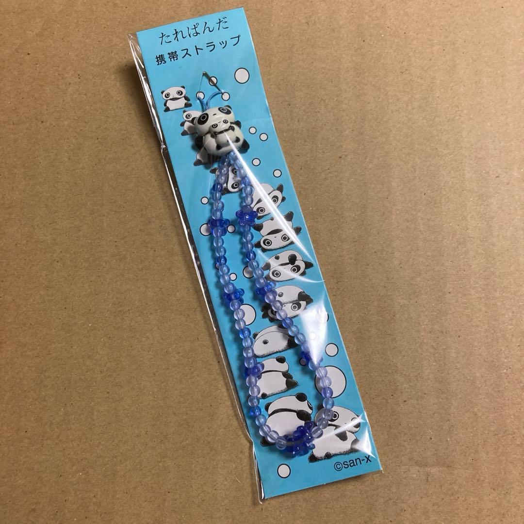 たれぱんだ　ビーズストラップ　青