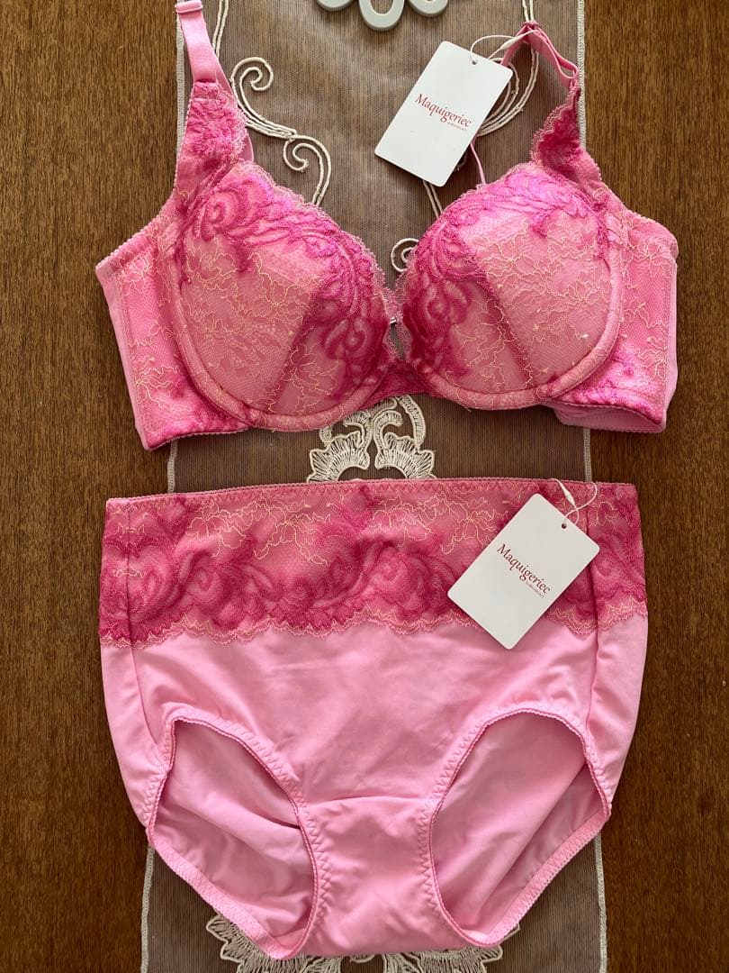 MARUKOマキジェリーク ブラジャー&ショーツ（ピンク×クリームイエロー