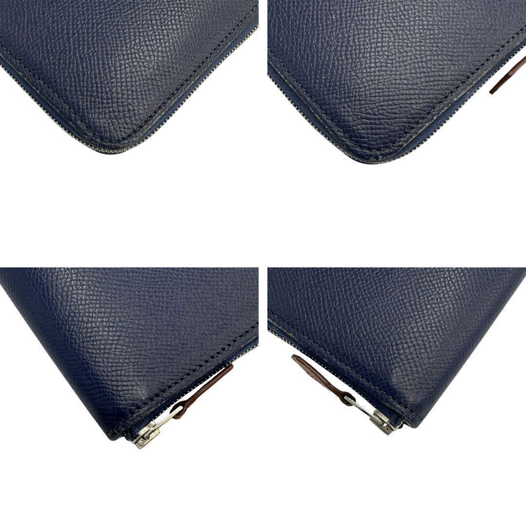 極美品】エルメス アザップシルクイン ネイビー系 ラウンドファスナー