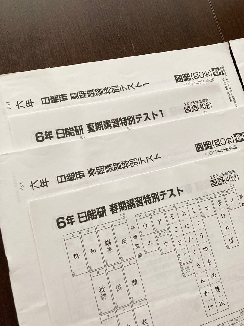日能研 2025年 6年 春季講習特別テスト 夏期講習特別テスト - メルカリ