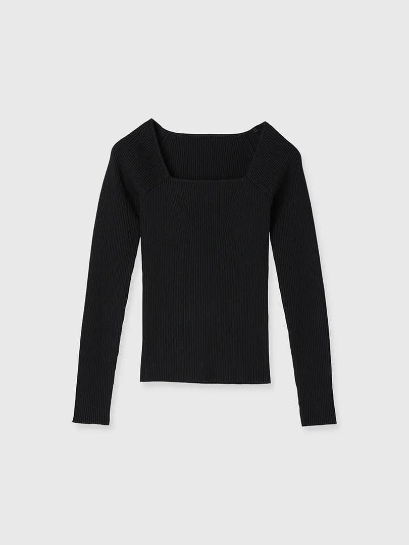 Anuans アニュアンス カシミヤブレンドデコルテリブニットプルオーバー