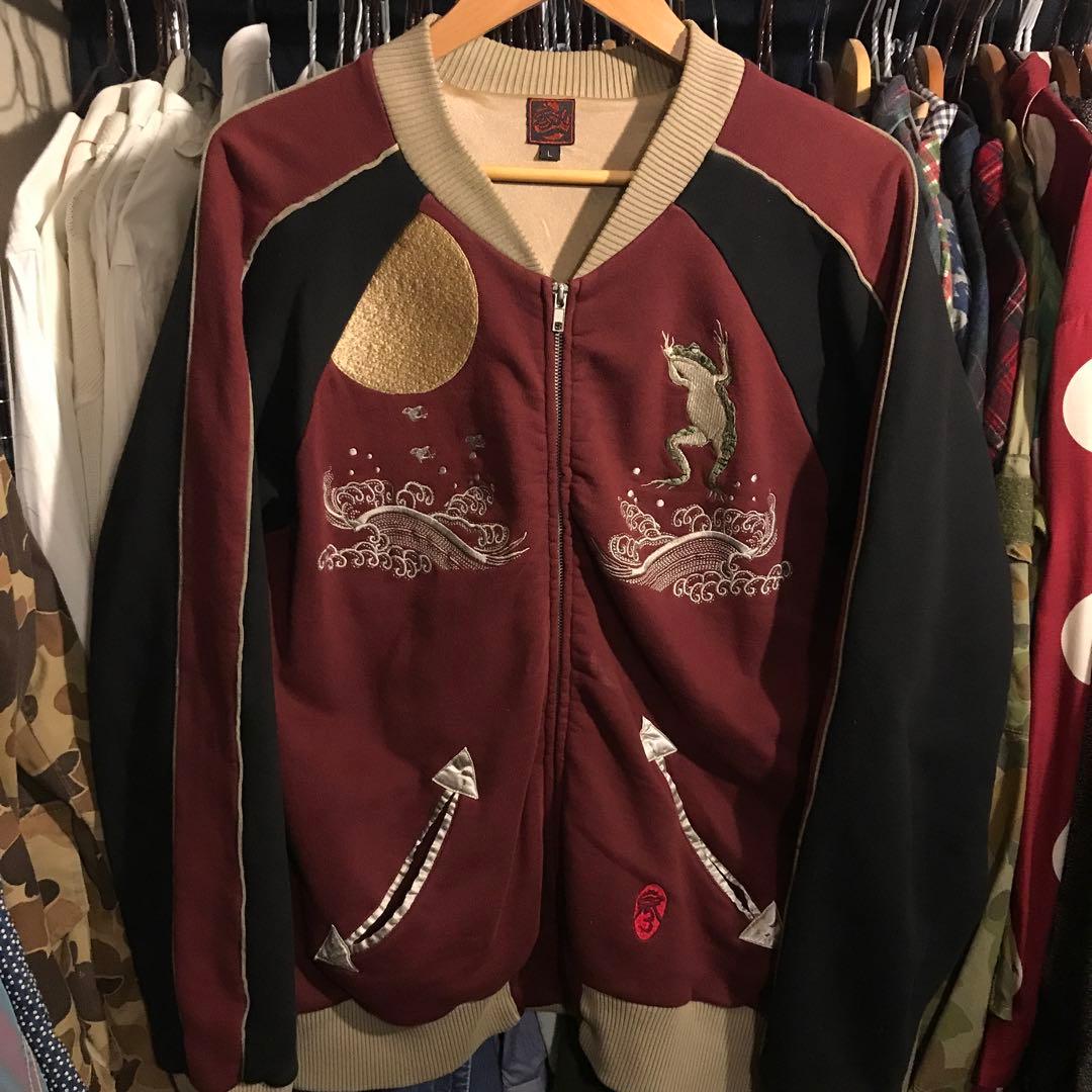 参丸一　サンマルイチ　スウェット　スカジャン　刺繍　カエル　和柄