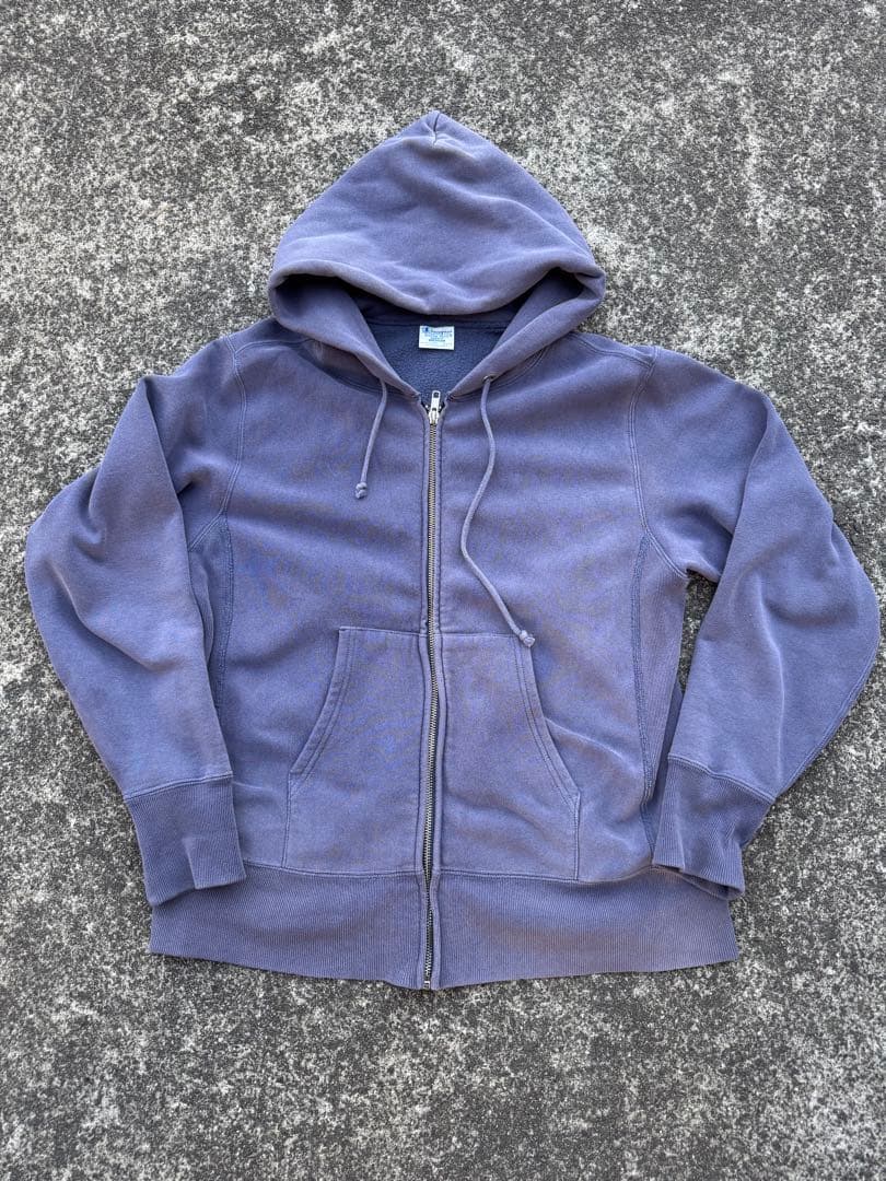 70s青単タグ復刻　ナス紺 champion リバースウィーブ　ジップパーカー 希少 70s Champion リバースウィーブ パーカー 単タグ ナス紺 L 80s