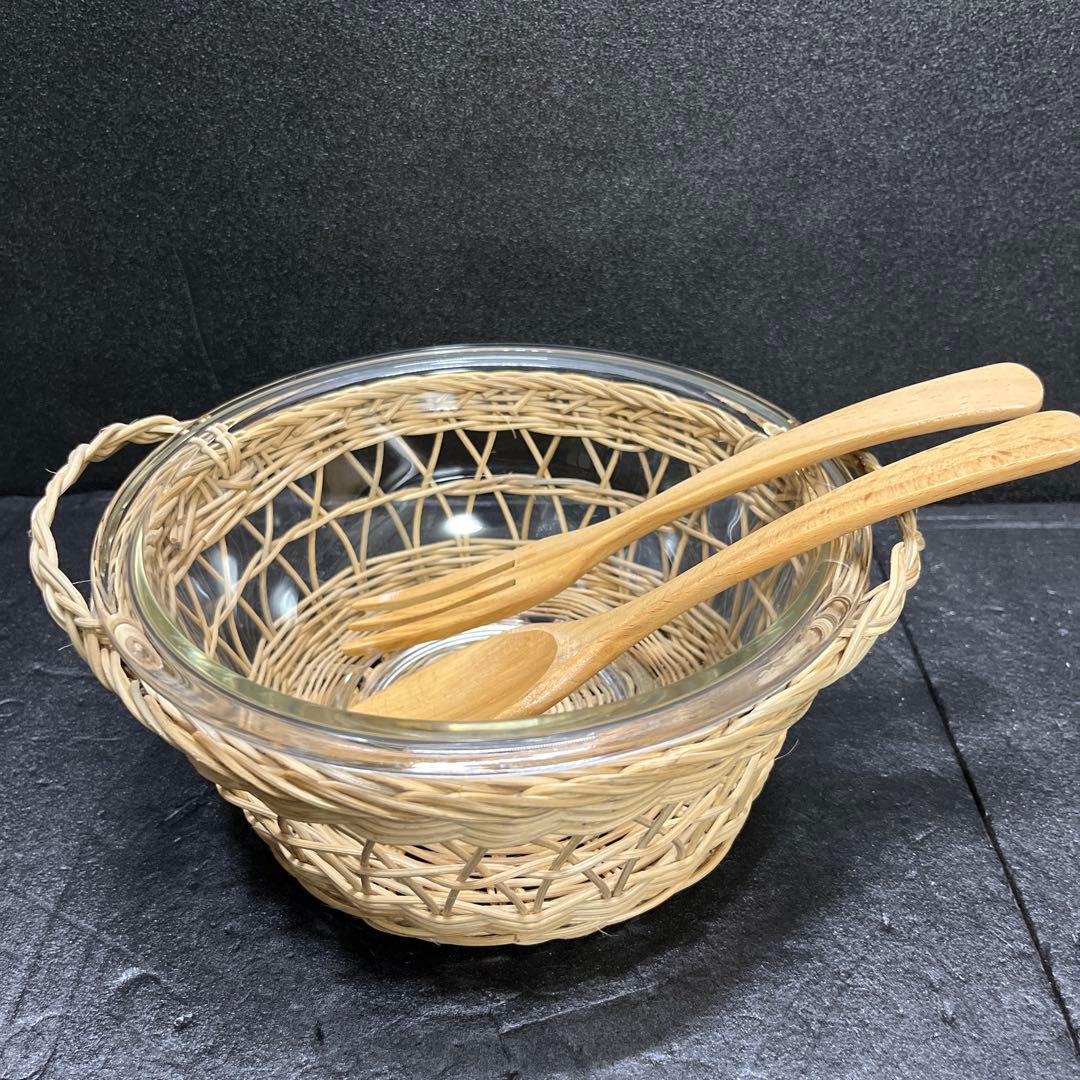 昭和レトロ 岩城硝子パイレックス耐熱ガラス製サラダボウル サーバー