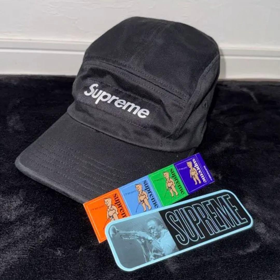 Supreme washed chino twill camp cap ブラック