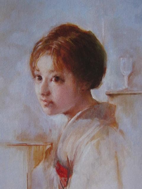 上尚司、【むすめ】、希少な額装用画集画、新品高級額 額装付、状態良好