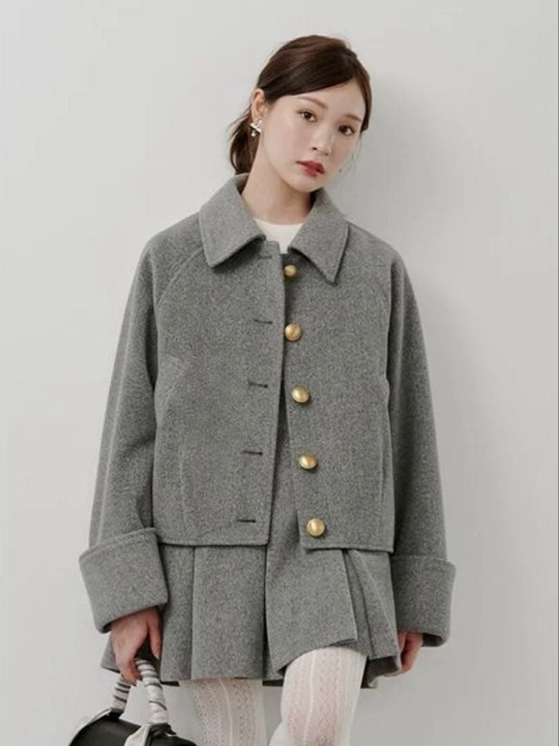 【新品未使用】SNIDEL ステンカラーメタルボタンジャケット グレー