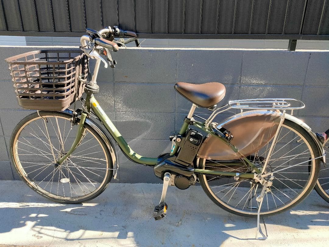 パナソニック be fd633 電動アシスト自転車 オリーブグリーン 前カゴ付き