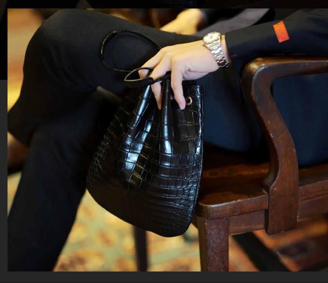 新品　35.2万　Cisei×山本製鞄　マットクロコダイル　巾着バッグ