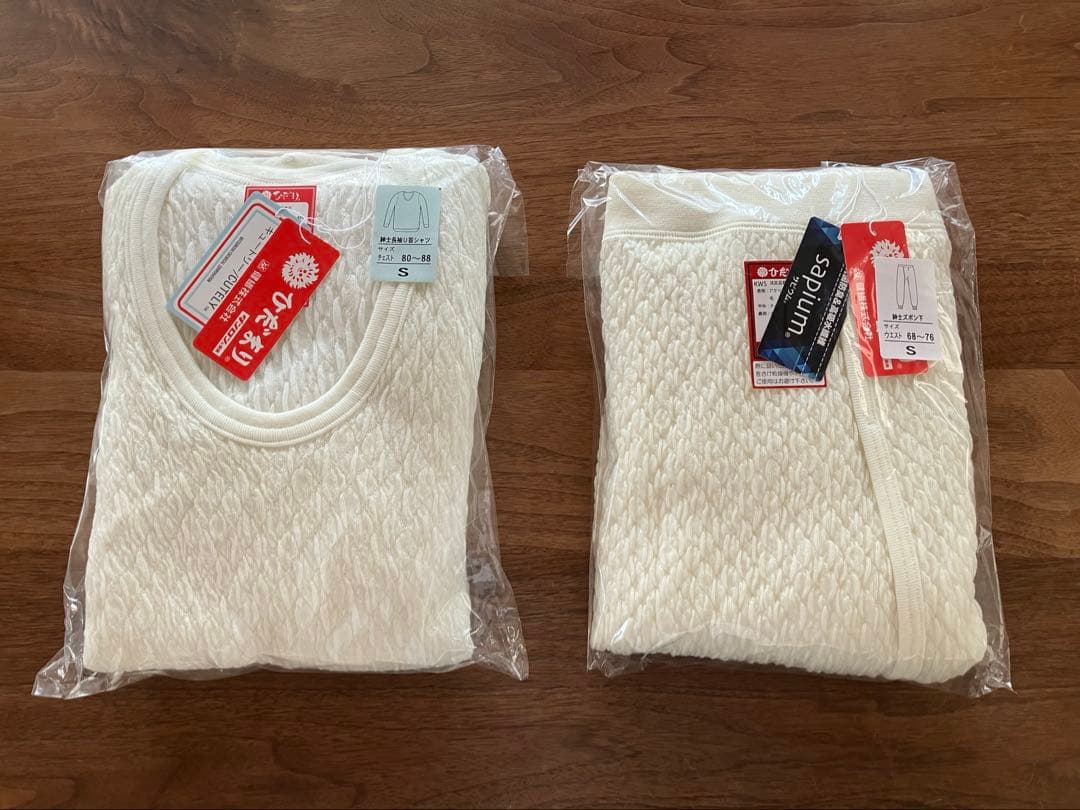 ひだまり プレミアムウェーブ 紳士用 長袖 U首 シャツ ひだまり健康肌着　S